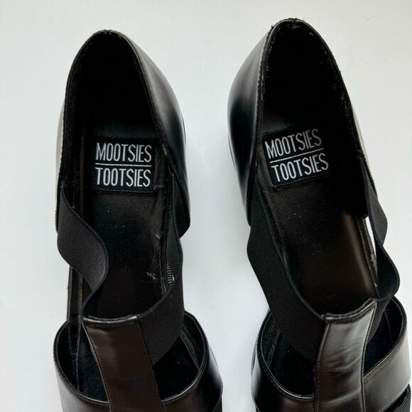 Mootsies Tootsies Fisherman Black Leather Strappy Slip On Size 9 Cut Out Grunge - Picture 3 of 9